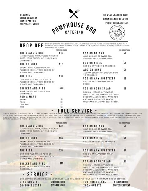 pumphouse bbq menu.